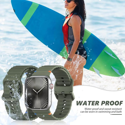 Sport Straps Silicone Waterproof Wristband iWatch Band for (42-44-45-46-49 MM) - Army Green