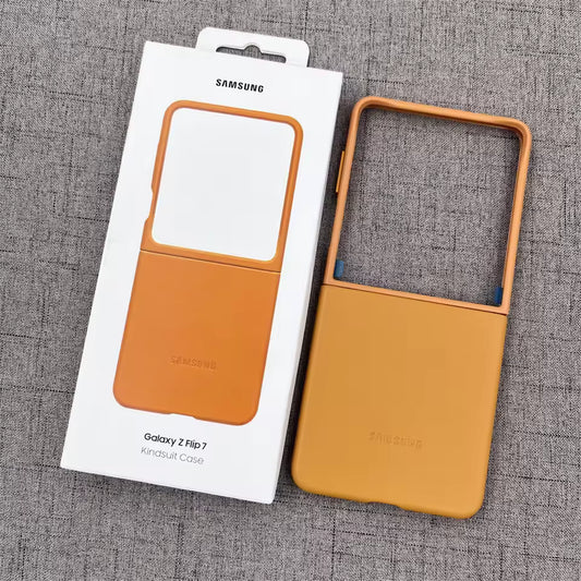 Samsung Galaxy Z Flip7 Leather Case, Slim Soft Inside - Tan Brown
