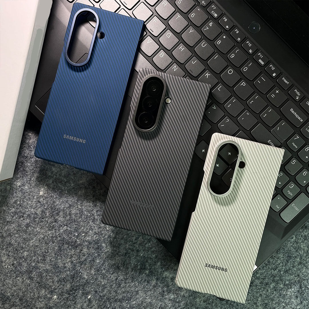 Samsung Galaxy Z Fold7 0.8mm Aramid Carbon Fiber Back Cover with Logo (Only Back) - Blue