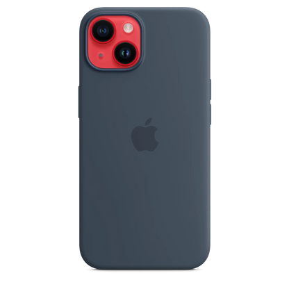 iPhone 14 Original Liquid Silicon Case With Magsafe IC Working (Animation) - Strom Blue