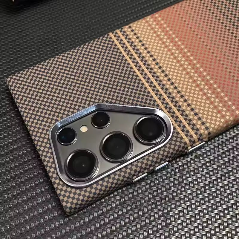 Samsung Galaxy S24 Ultra Tactile Sunset PC Thin Case Metal Camera with Magsafe Case