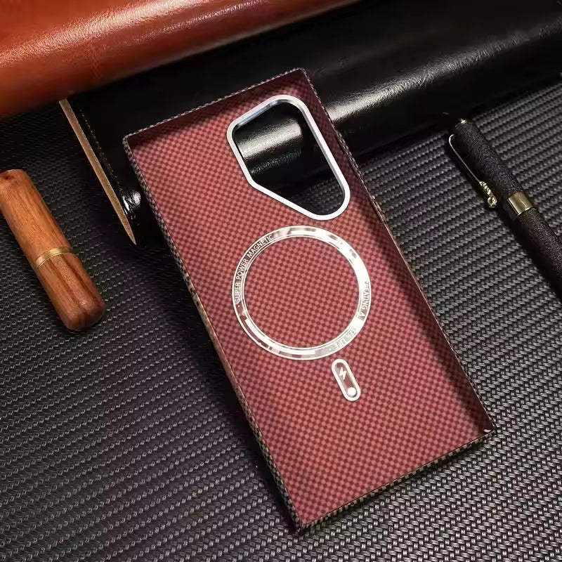 Samsung Galaxy S24 Ultra Tactile Sunset PC Thin Case Metal Camera with Magsafe Case