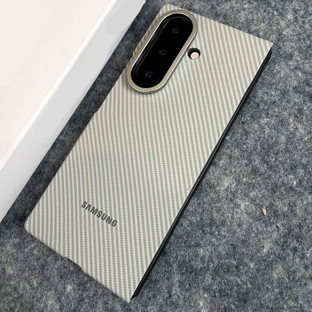 Samsung Galaxy Z Fold7 0.8mm Aramid Carbon Fiber Back Cover with Logo (Only Back) - Cream