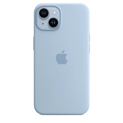 iPhone 14 Original Liquid Silicon Case With Magsafe IC Working (Animation) - Sky Blue