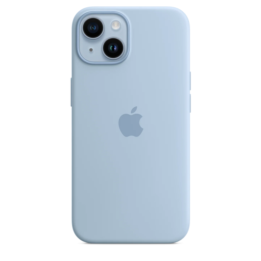 iPhone 14 Original Liquid Silicon Case With Magsafe IC Working (Animation) - Sky Blue