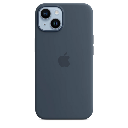 iPhone 14 Original Liquid Silicon Case With Magsafe IC Working (Animation) - Strom Blue