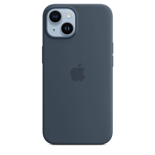 iPhone 14 Original Liquid Silicon Case With Magsafe IC Working (Animation) - Strom Blue