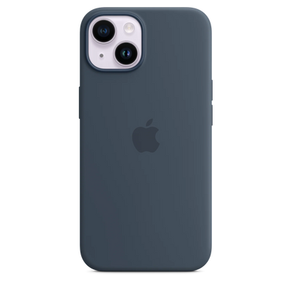 iPhone 14 Original Liquid Silicon Case With Magsafe IC Working (Animation) - Strom Blue