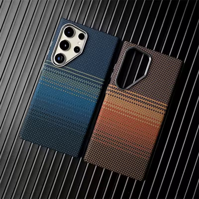 Samsung Galaxy S25 Ultra Carbon Case, Tactile Sunset PC Thin Case Metal Camera with Magsafe Case