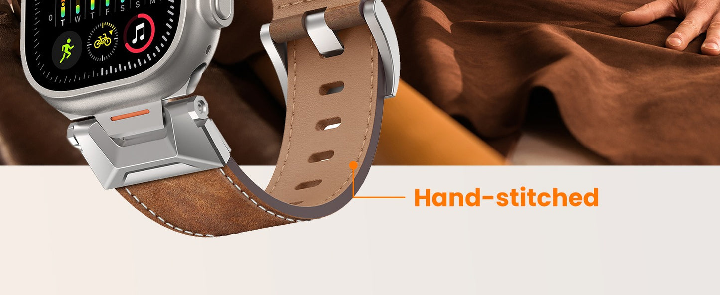Luxury Leather Bands For iWatch 42/44/45/46/49MM - Brown
