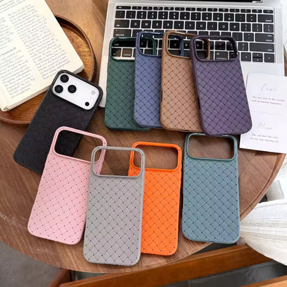 iPhone 17 Pro Luxury Weave Breathable Cooling Matte Soft Silicon Grid Case - Blue