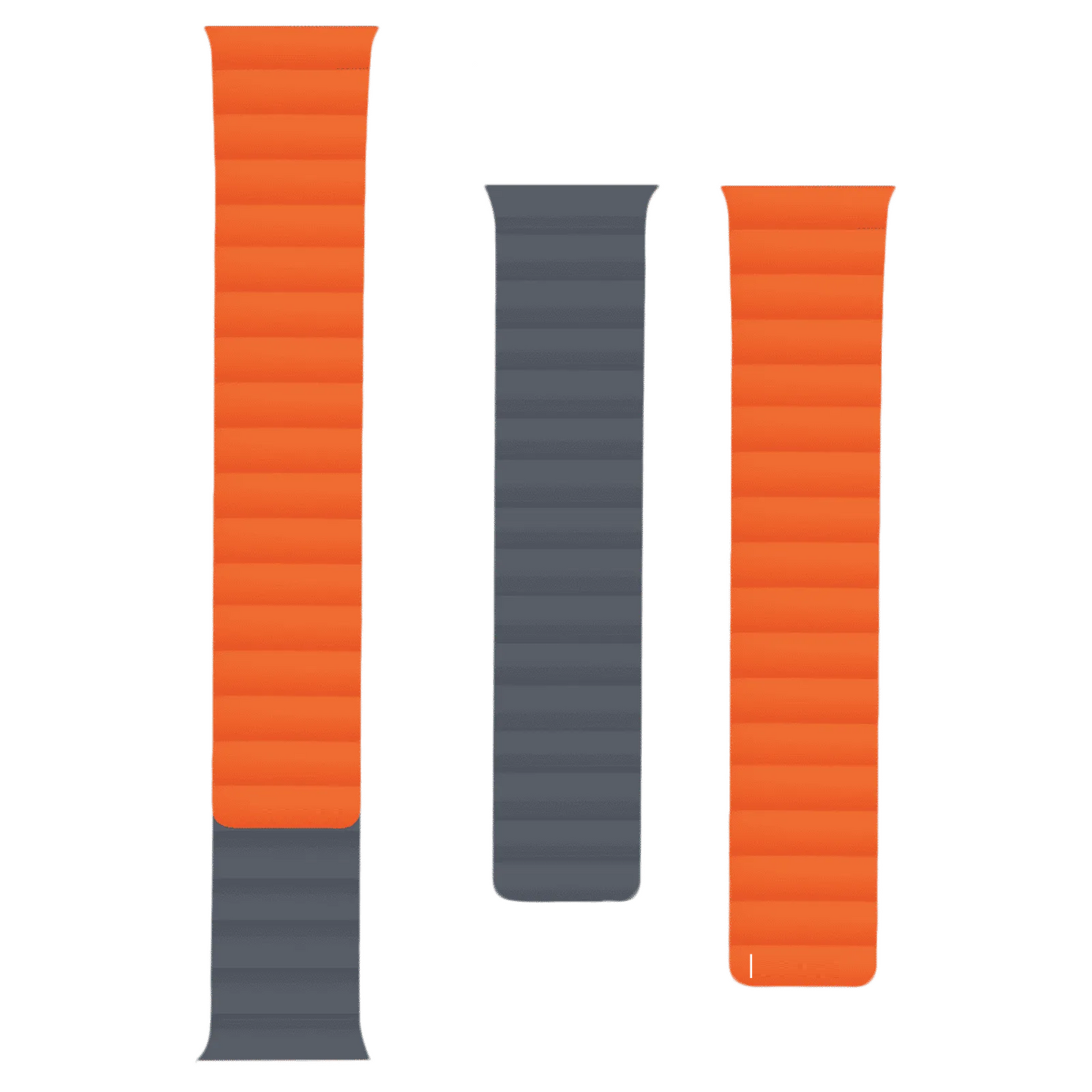 KEEPHONE Silicone Magnetic Snap Both Side Wearable for iWatch (42-44-45-49 MM) - Orange/Grey