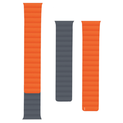 KEEPHONE Silicone Magnetic Snap Both Side Wearable for iWatch (42-44-45-49 MM) - Orange/Grey
