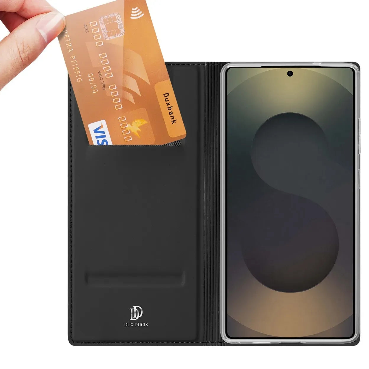 Samsung Galaxy S26 Ultra Leather Flip Case, Dux Ducis Skin Pro Series Card Slot Case with Kickstand - Black