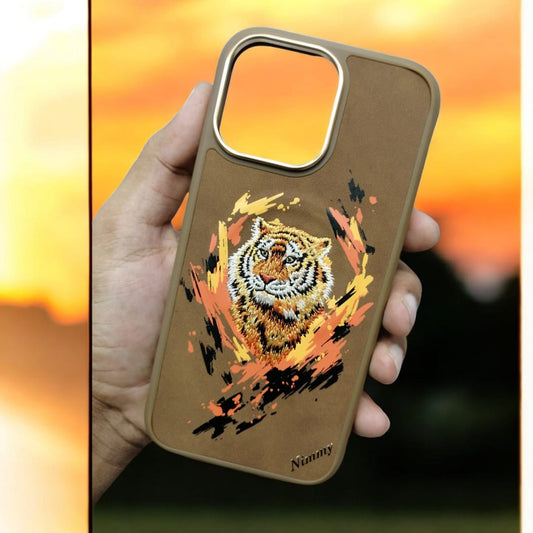 iPhone 16 Pro Original Nimmy Dazzling Series Bengal Tiger 360° Protection Creative Magsafe Case - Brown