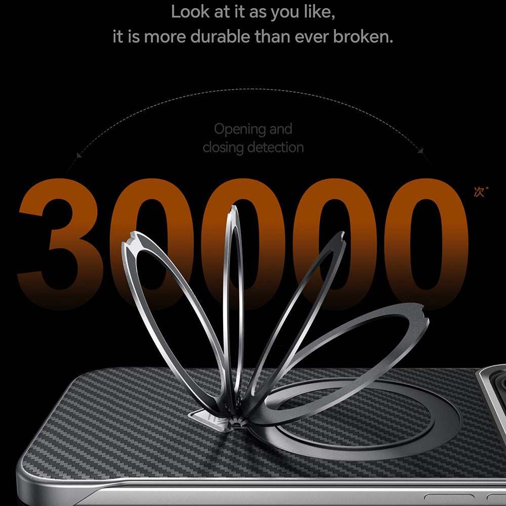 iPhone 18 Pro Carbon Bumper Case, SULADA Carbon Fiber Texture with Metal Standing Ring & Magsafe - Black