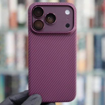 iPhone 18 Pro Carbon Case, 600D Carbon Fiber Texture Hard PC with Magsafe - Wine