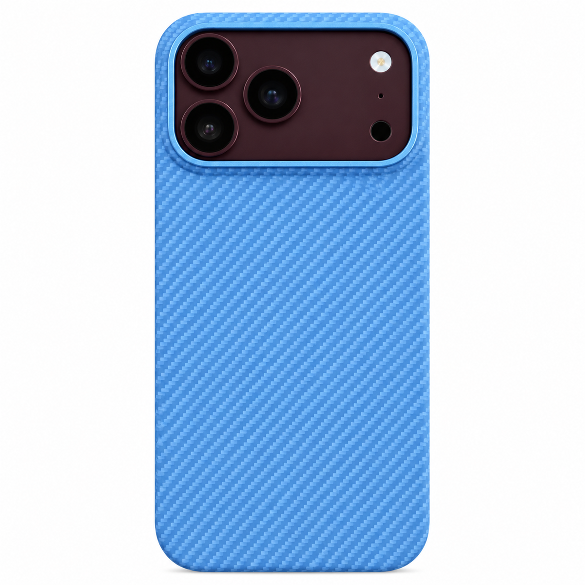 iPhone 18 Pro Carbon Case, 0.8mm Thickness Slim-Fit 600D Carbon Fiber Texture Hard PC Cover with Magsafe - Sky Blue