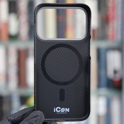 iPhone 18 Pro Carbon Case, 600D Carbon Fiber Texture Hard PC with Magsafe - Black