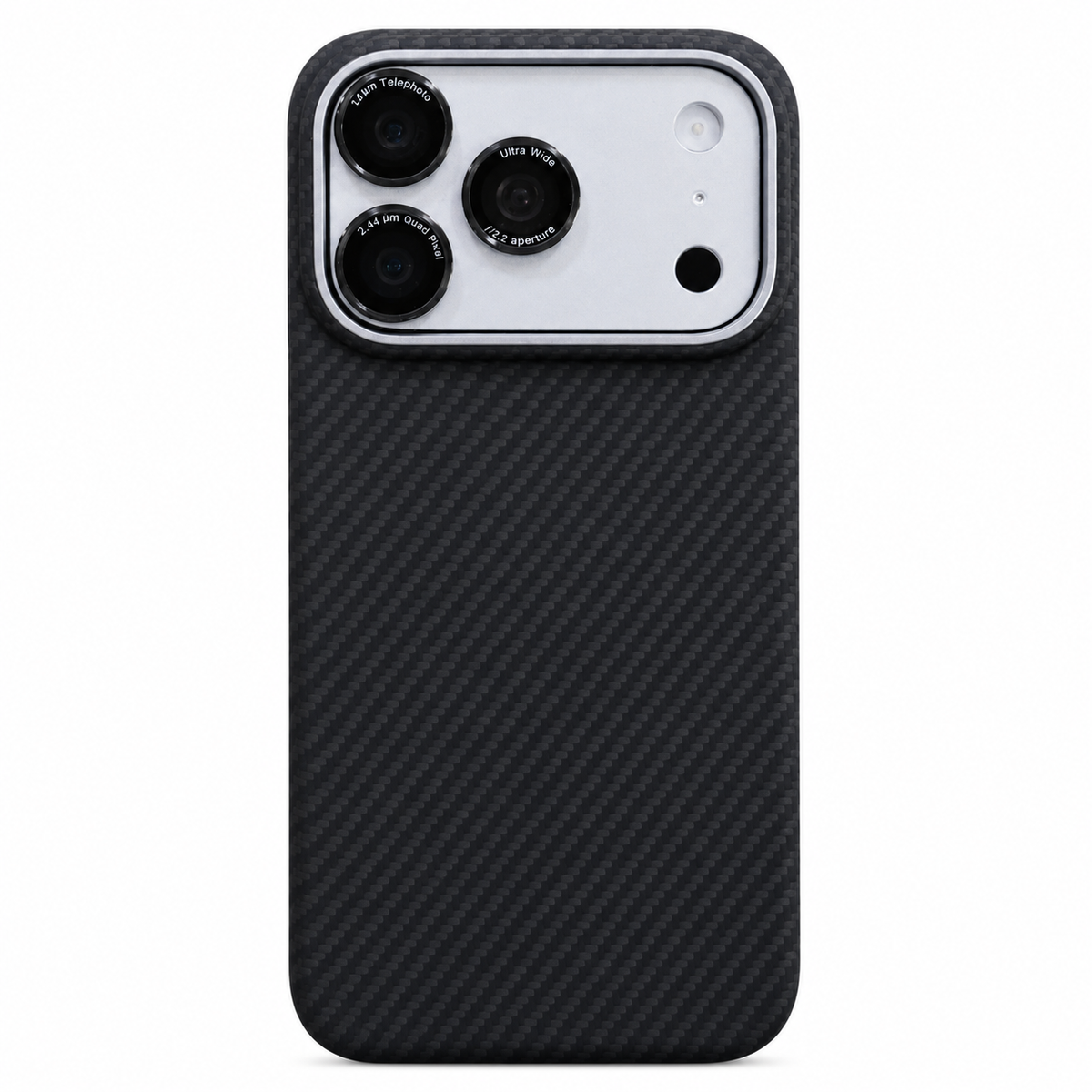 iPhone 18 Pro Carbon Case, 0.8mm Thickness Slim-Fit 600D Carbon Fiber Texture Hard PC Cover with Magsafe - Black