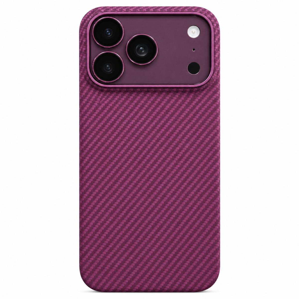 iPhone 18 Pro Carbon Case, 0.8mm Thickness Slim-Fit 600D Carbon Fiber Texture Hard PC Cover with Magsafe - Burgundy