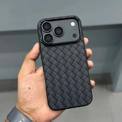 iPhone 18 Pro Max Luxury Weave Breathable Cooling Matte Soft Grid Case - Black