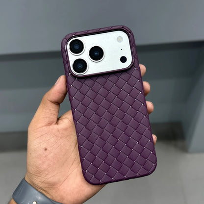 iPhone 18 Pro Max Luxury Weave Breathable Cooling Matte Soft Grid Case - Wine