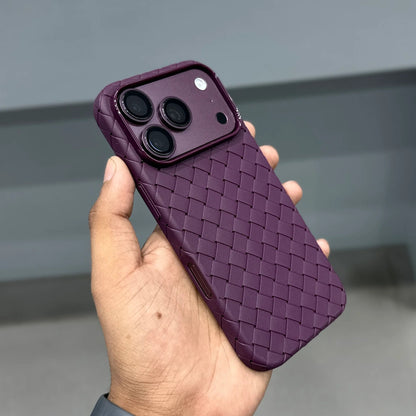 iPhone 18 Pro Max Luxury Weave Breathable Cooling Matte Soft Grid Case - Wine