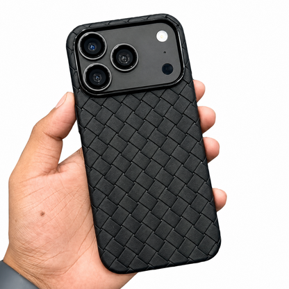 iPhone 18 Pro Max Luxury Weave Breathable Cooling Matte Soft Grid Case - Black