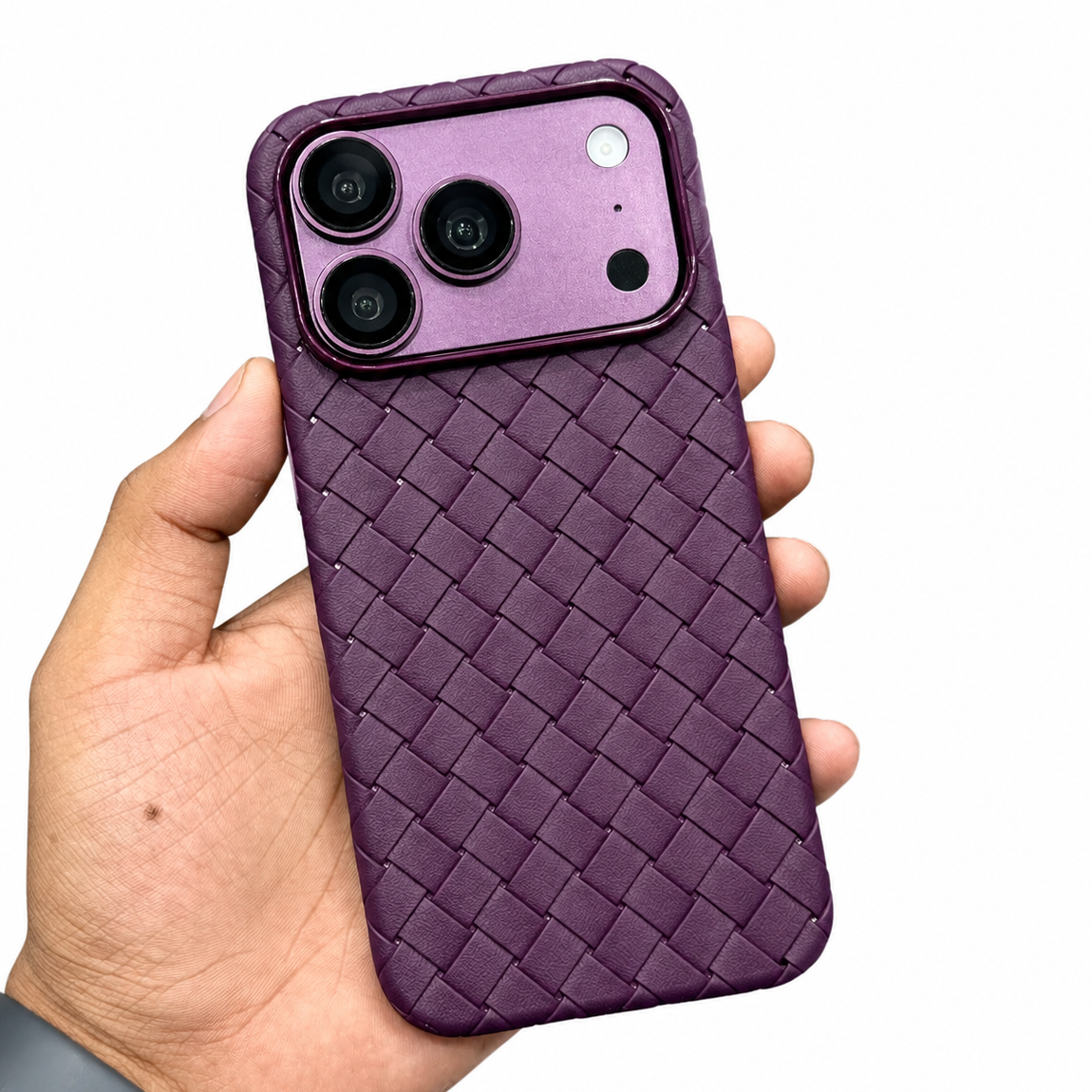 iPhone 18 Pro Max Luxury Weave Breathable Cooling Matte Soft Grid Case - Wine