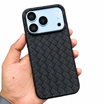 iPhone 18 Pro Max Luxury Weave Breathable Cooling Matte Soft Grid Case - Black