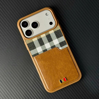 iPhone 18 Pro Max Leather Case,  Mentor Latus VII Premium Leather Series with Card Slot Pocket - Brown