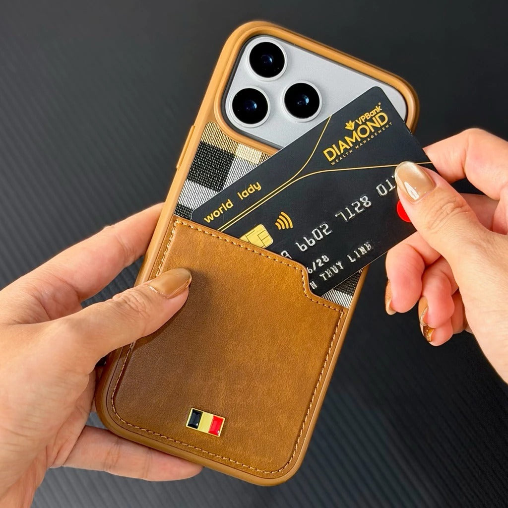 iPhone 18 Pro Max Leather Case,  Mentor Latus VII Premium Leather Series with Card Slot Pocket - Brown