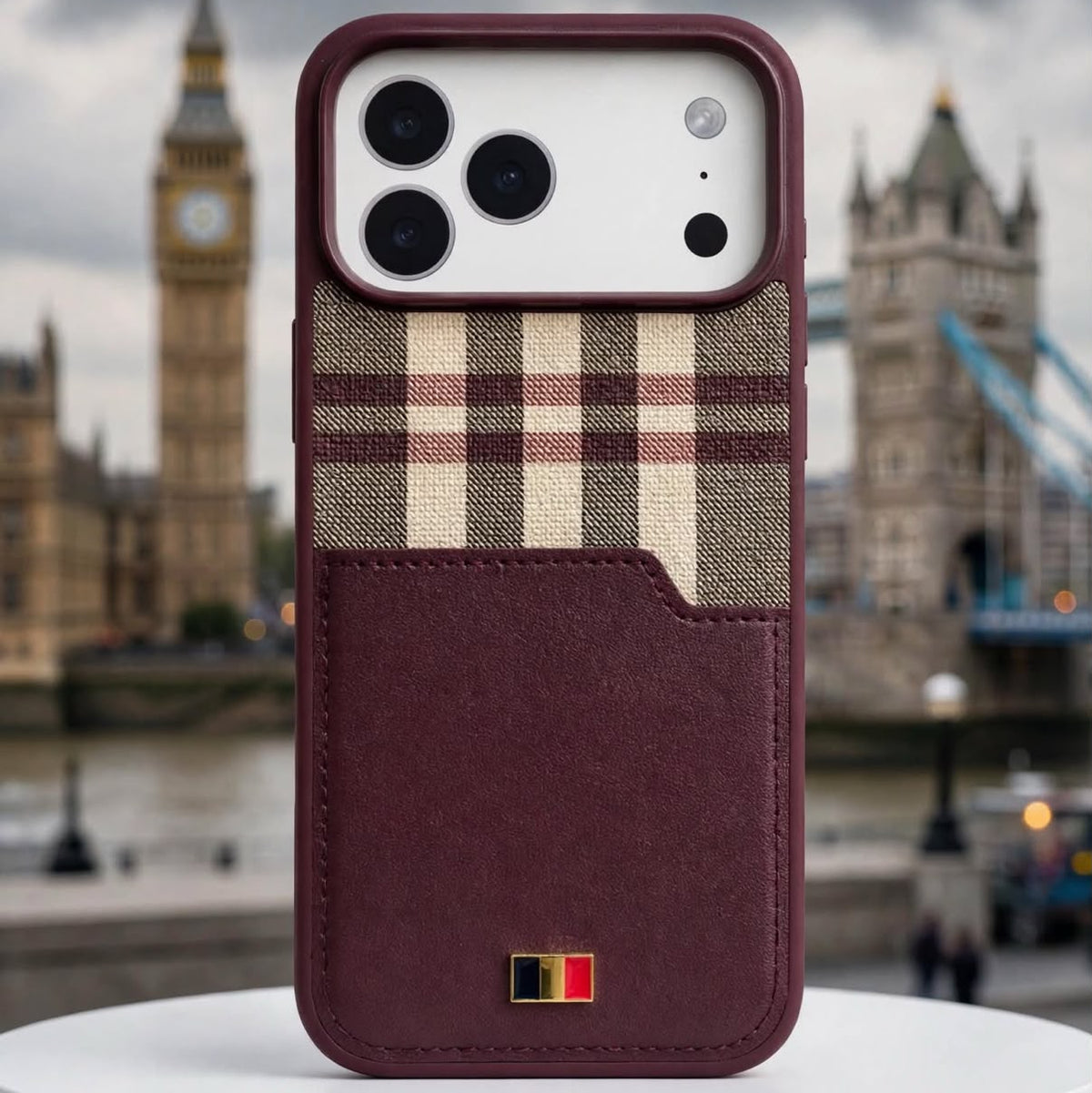 iPhone 18 Pro Leather Case,  Mentor Latus VII Premium Leather Series with Card Slot Pocket - Wine