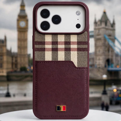 iPhone 18 Pro Leather Case,  Mentor Latus VII Premium Leather Series with Card Slot Pocket - Wine