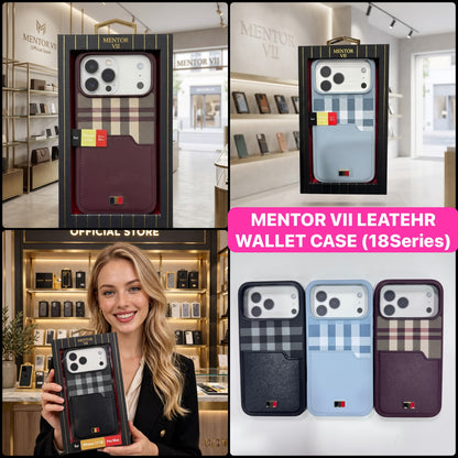 iPhone 18 Pro Leather Case,  Mentor Latus VII Premium Leather Series with Card Slot Pocket - Sky Blue