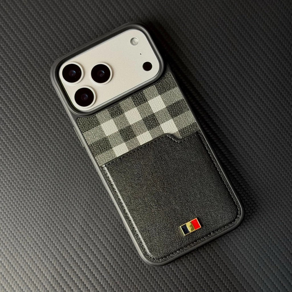 iPhone 18 Pro Leather Case,  Mentor Latus VII Premium Leather Series with Card Slot Pocket - Black