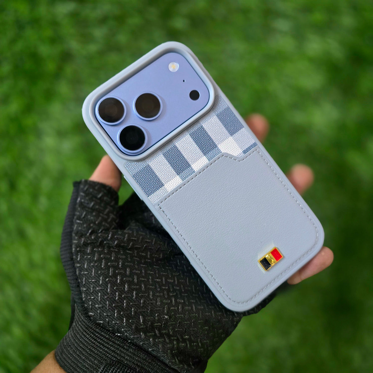 iPhone 18 Pro Max Leather Case,  Mentor Latus VII Premium Leather Series with Card Slot Pocket - Sky Blue