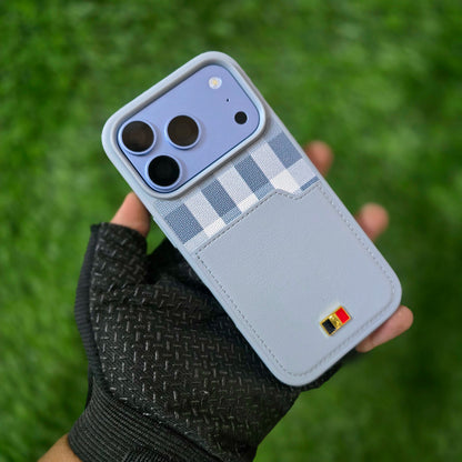 iPhone 18 Pro Max Leather Case,  Mentor Latus VII Premium Leather Series with Card Slot Pocket - Sky Blue
