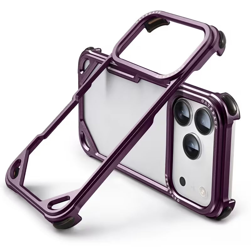 iPhone 18 Pro Max Metal Bumper Case, Aluminum Frameless Shock Protection Case - Wine