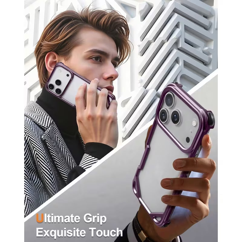 iPhone 18 Pro Max Metal Bumper Case, Aluminum Frameless Shock Protection Case - Wine