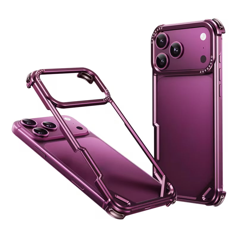 iPhone 18 Pro Max Metal Bumper Case, Aluminum Frameless Shock Protection Case - Wine