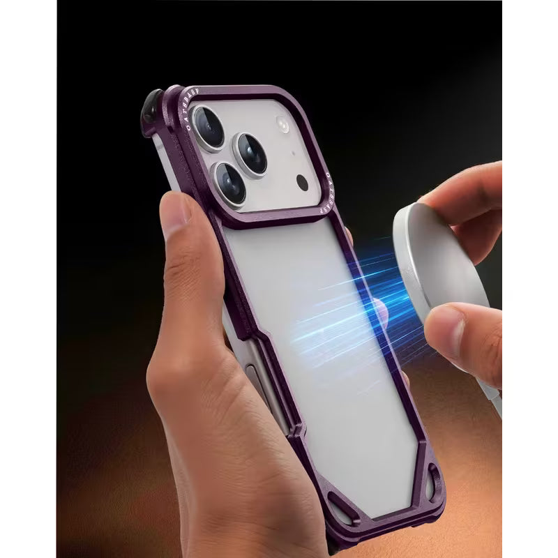 iPhone 18 Pro Max Metal Bumper Case, Aluminum Frameless Shock Protection Case - Wine