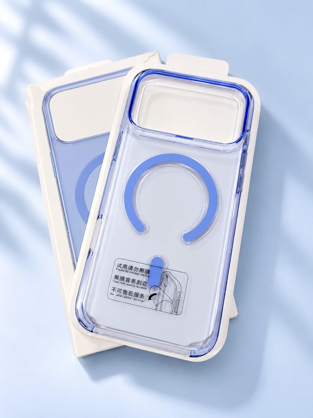 iPhone 18 Pro Max Crystal Clear Semi-Transparent Case Shockproof Cover with Strong N52 Magnetic Magsafe Case - Sky Blue