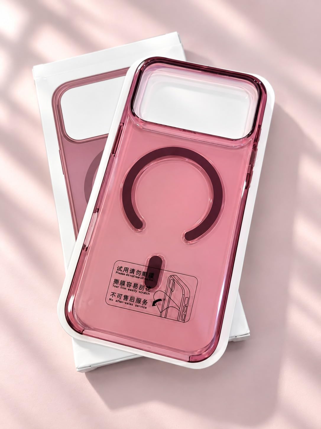iPhone 18 Pro Max Crystal Clear Semi-Transparent Case Shockproof Cover with Strong N52 Magnetic Magsafe Case - Wine