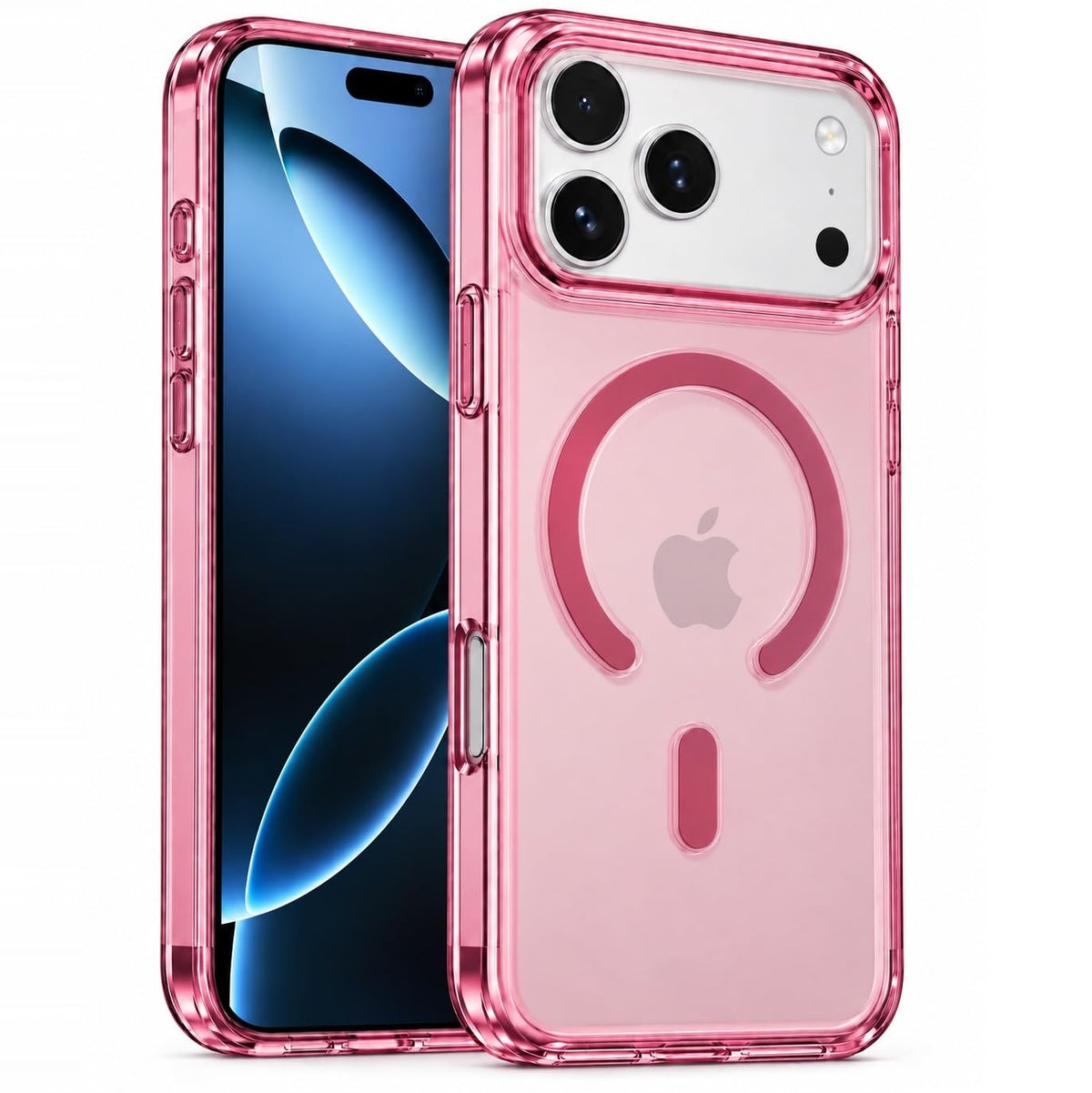iPhone 18 Pro Max Crystal Clear Semi-Transparent Case Shockproof Cover with Strong N52 Magnetic Magsafe Case - Wine