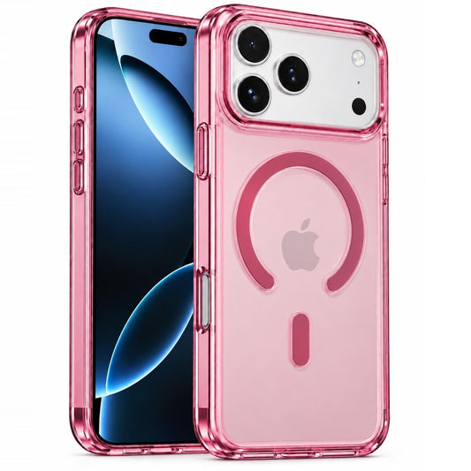 iPhone 18 Pro Max Crystal Clear Semi-Transparent Case Shockproof Cover with Strong N52 Magnetic Magsafe Case - Wine