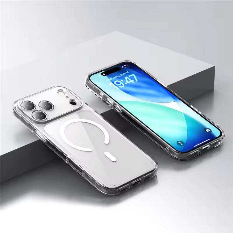iPhone 18 Pro Max Anti-Yellowing Case Shockproof Super Slim Hard PC Transparent Cover with Magsafe Case