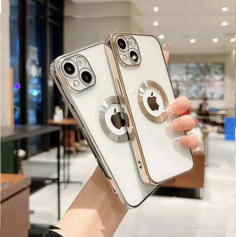 iPhone 14 Transparent Electroplating Case with Camera Protection