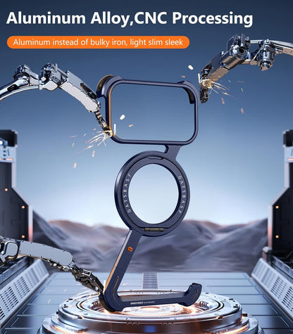 iPhone 17 Pro Max Metal Frameless Bumper Case 360° Rotatable Stand with Magsafe - Blue